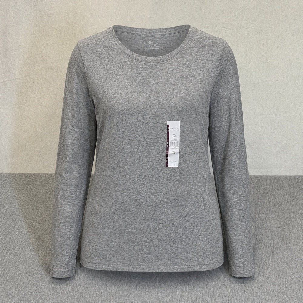 3 Pc Pack Time and Tru Women XXL 20 Medium Grey Heather Crew Tee TT3636009631H